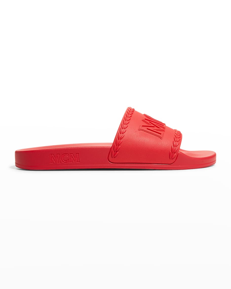 MCM Men s MCM Logo Pool Slide Sandals Neiman Marcus