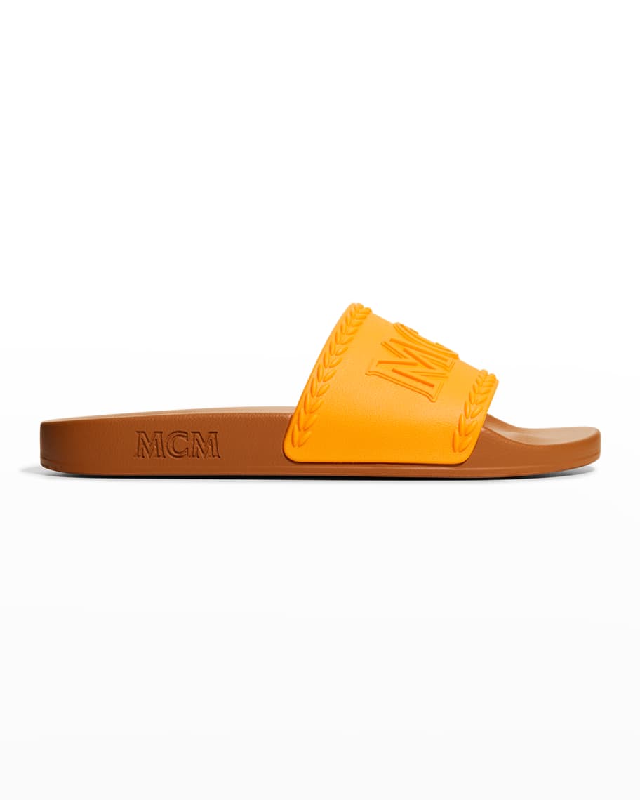 MCM Men s MCM Logo Pool Slide Sandals Neiman Marcus