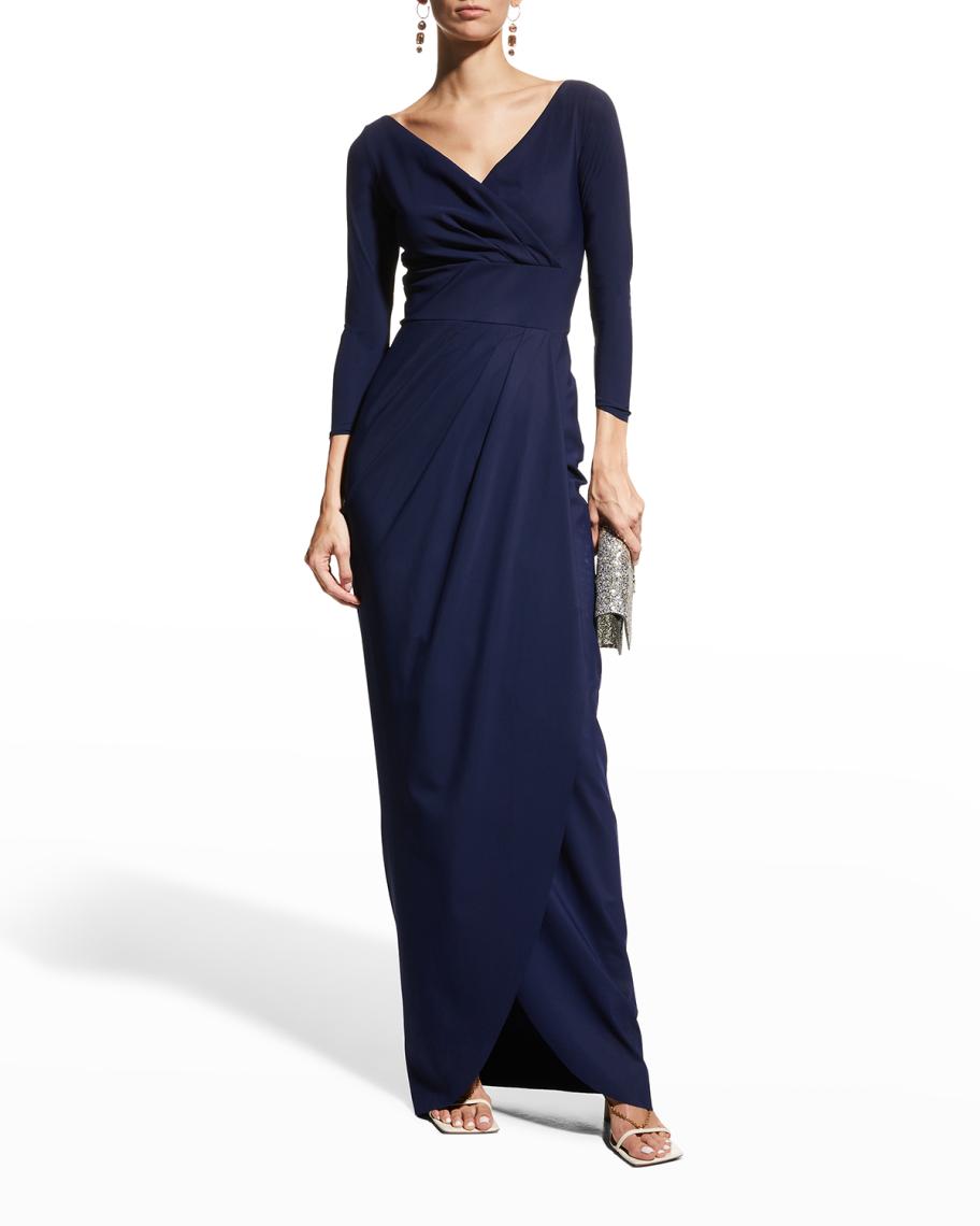 Chiara Boni La Petite Robe Peace Long-Sleeve Jersey Wrap Gown | Neiman ...