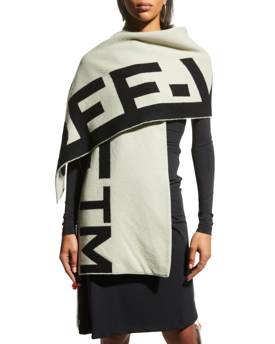 Off-White Two-Tone Logo Wool Scarf | Neiman Marcus