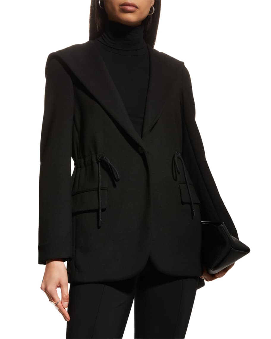 Theory Hooded Drape Double-Knit Jacket | Neiman Marcus