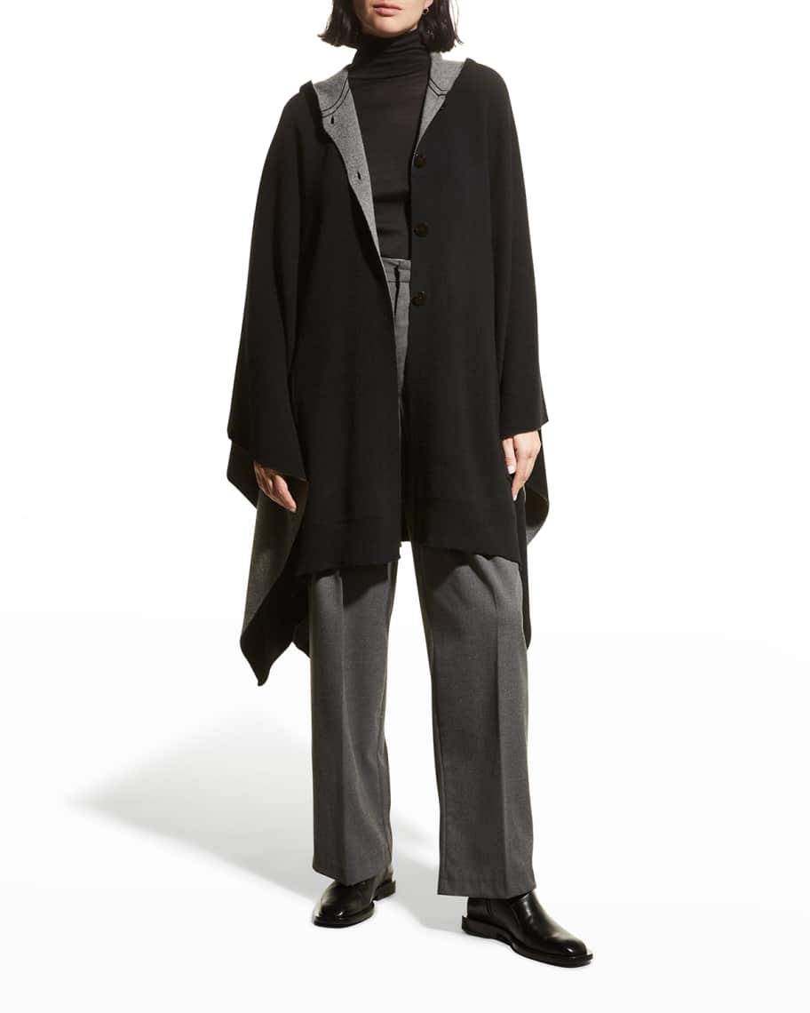 Theory Hooded Double-face Wool-Cashmere Poncho | Neiman Marcus