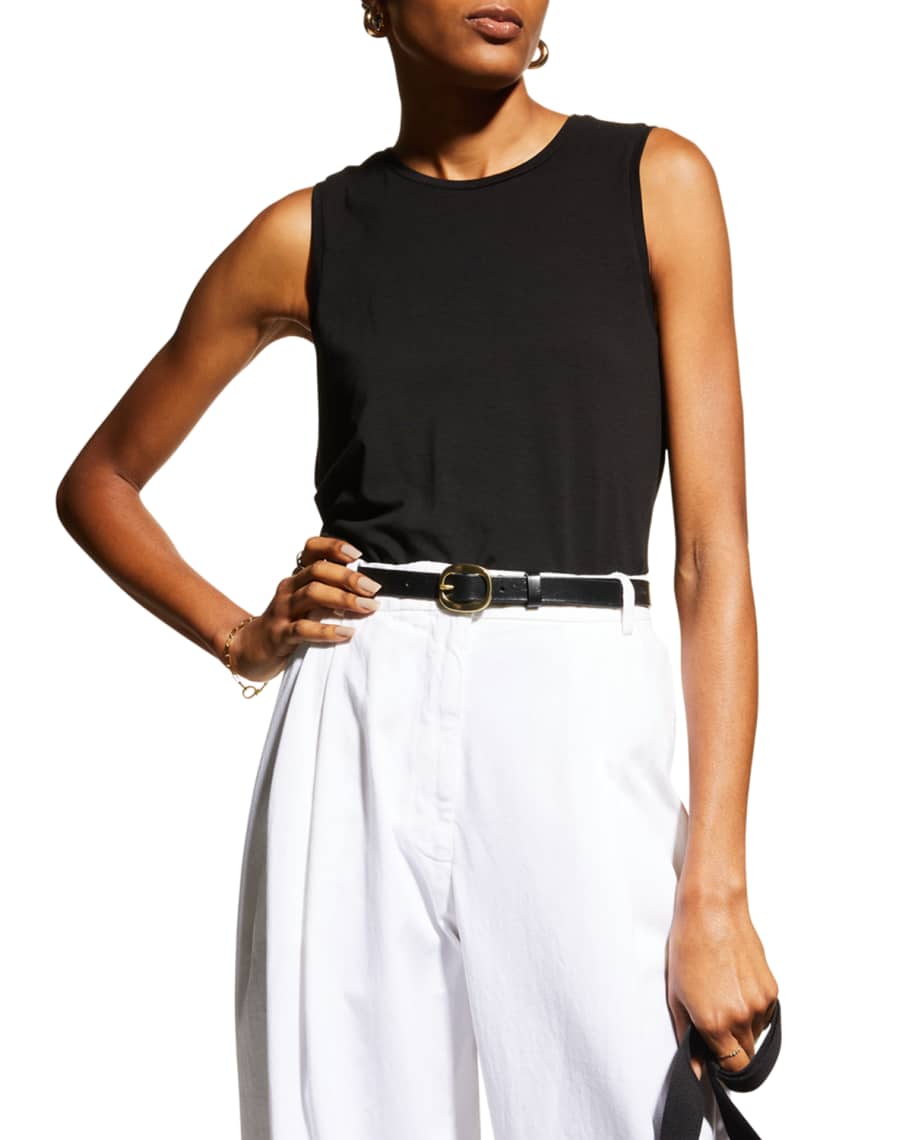 Eileen Fisher Crewneck Stretch Jersey Short Shell Neiman Marcus