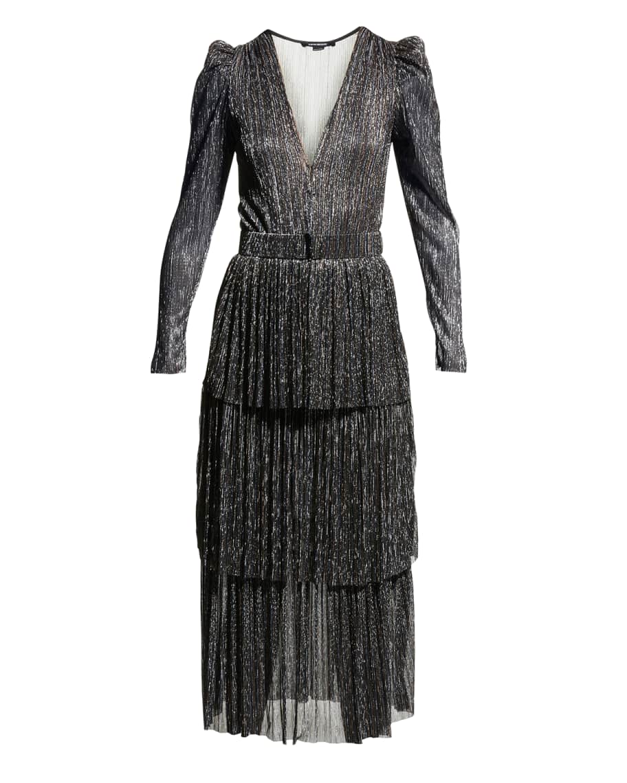 Sabina Musayev Carry Tiered Metallic Dress Neiman Marcus