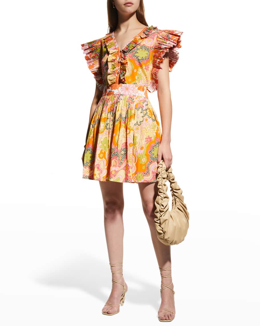 CELIAB Lirio Ruffle-Trim Mini Dress | Neiman Marcus