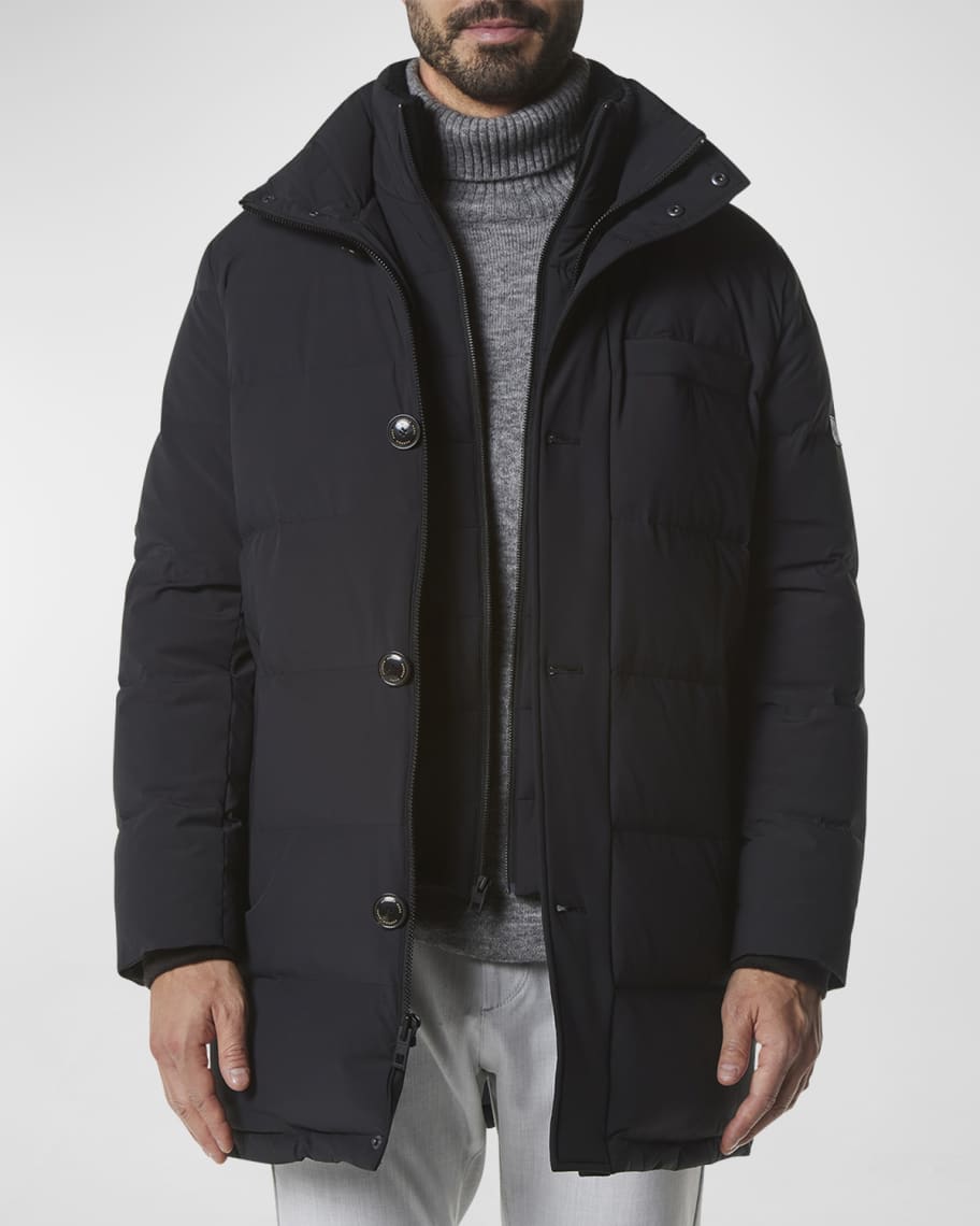 Andrew Marc Men's Shelton Down Parka w/ Shearling Bib | Neiman Marcus