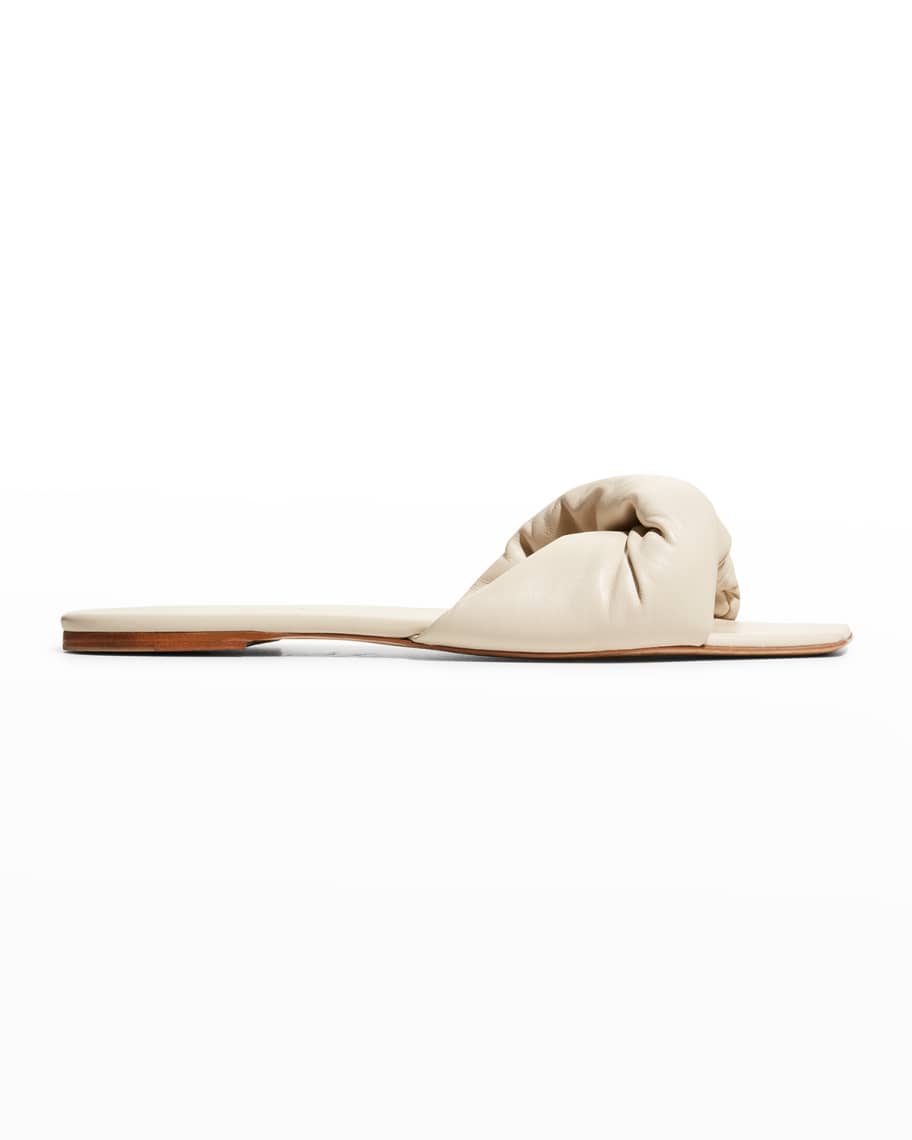 STUDIO AMELIA Twist Leather Flat Sandals Neiman Marcus
