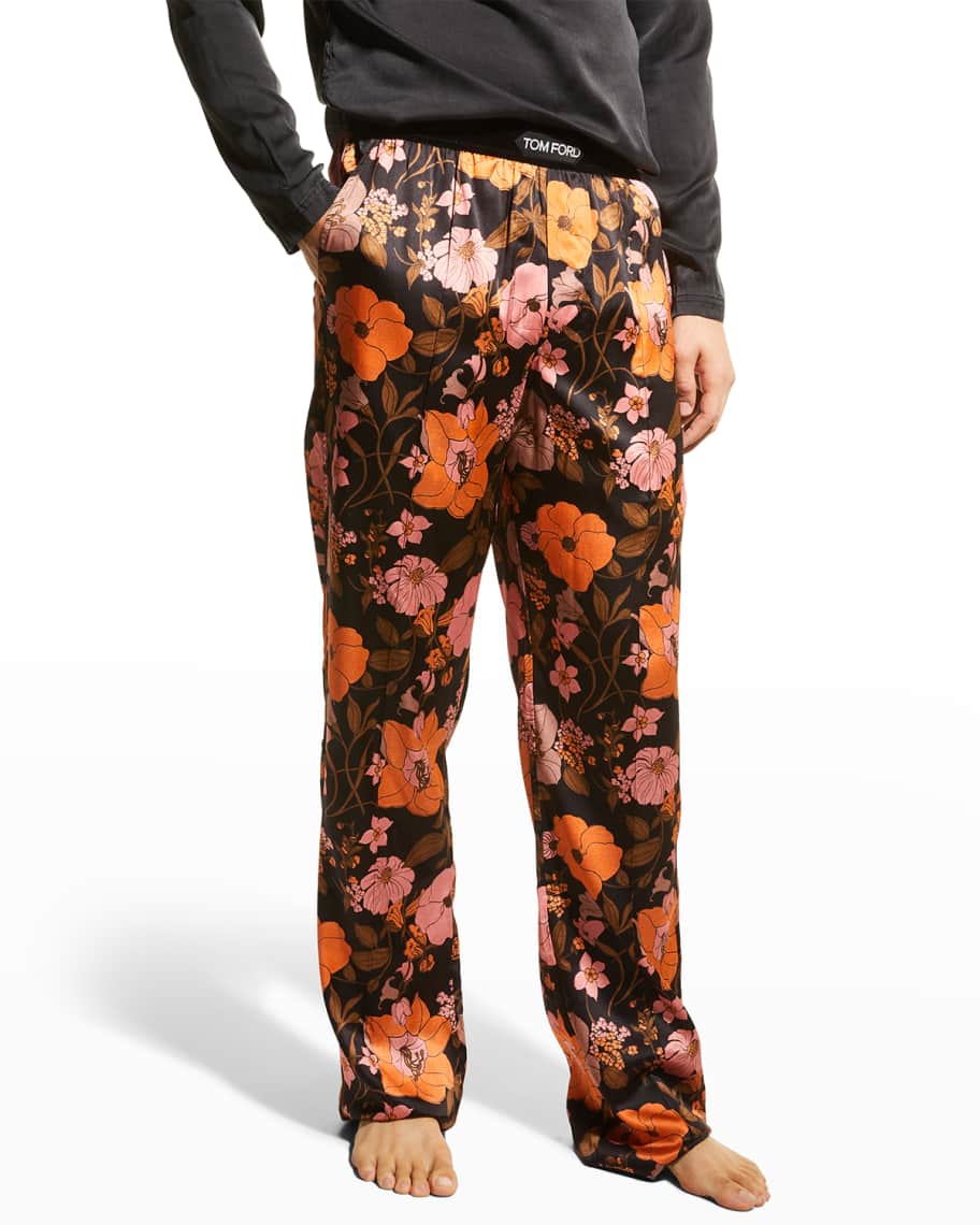 TOM FORD Men's Floral Satin Pajama Pants | Neiman Marcus