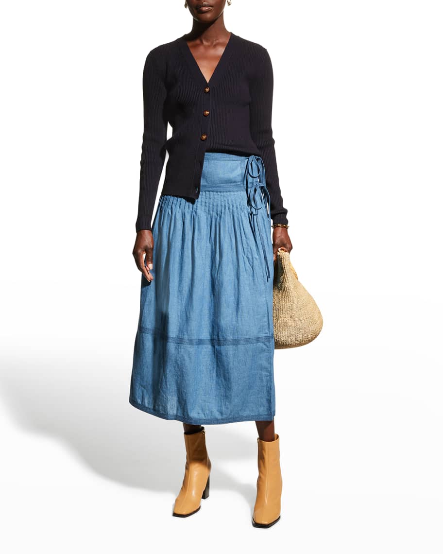 Tiered chambray skirt clearance