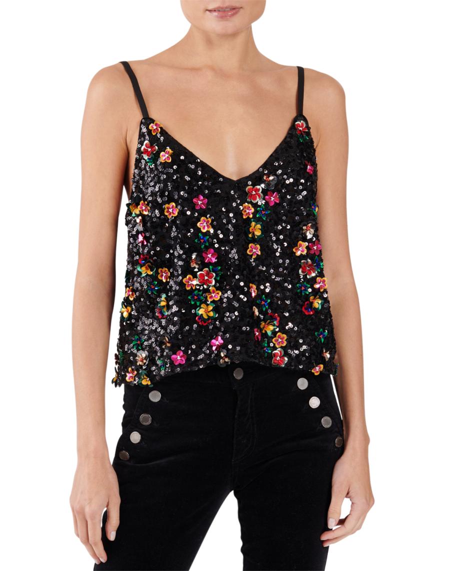 Haut Dos Nu Great Plains – Imprimé Floral Brun à Paillettes – Taille M, Occasion Bon état