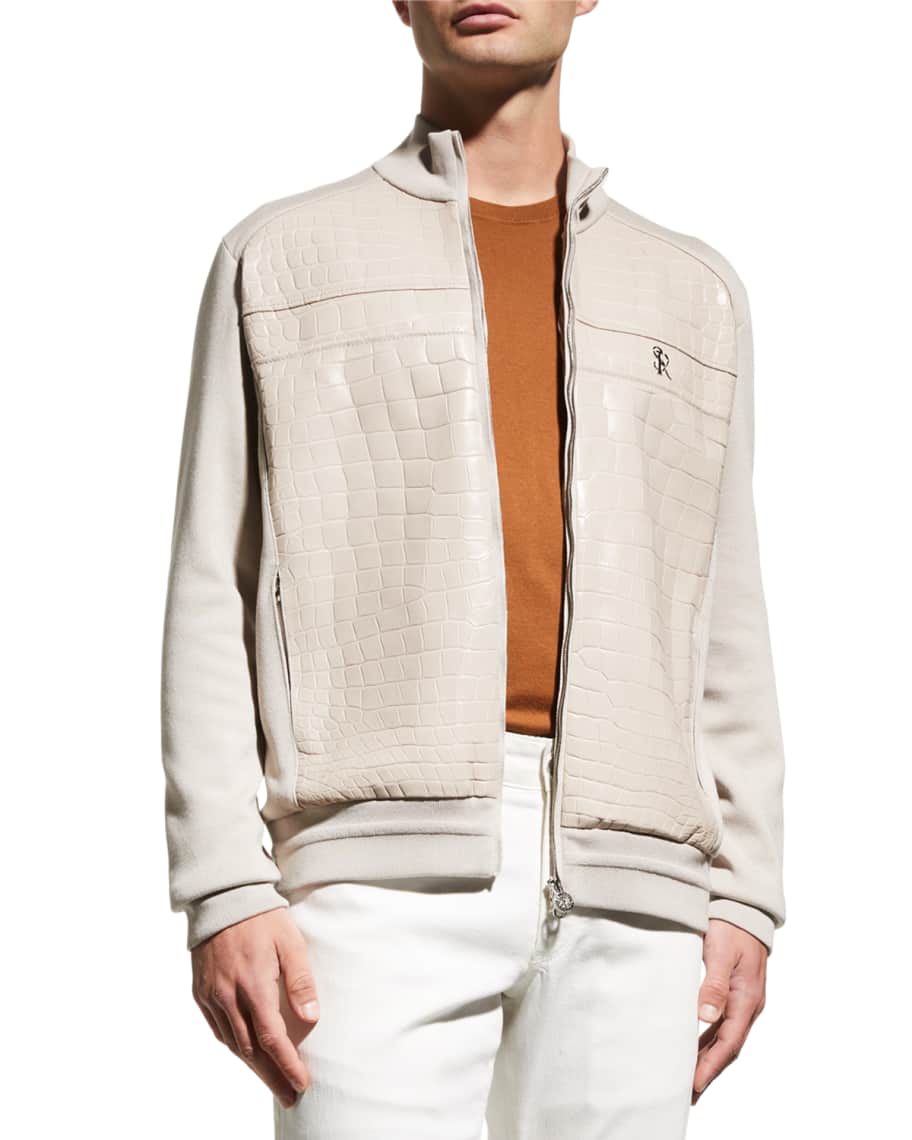 Stefano Ricci Men s Crocodile Leather Knit Blouson Neiman Marcus