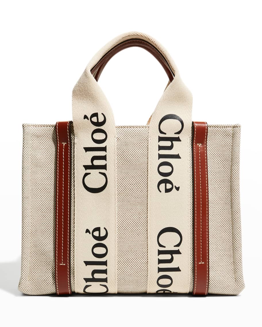 【CHLOE】MINI WOODY STRAP TOTE BAG Chloé - Mini Woody Tote Bag In Linen & Leather | HBX
