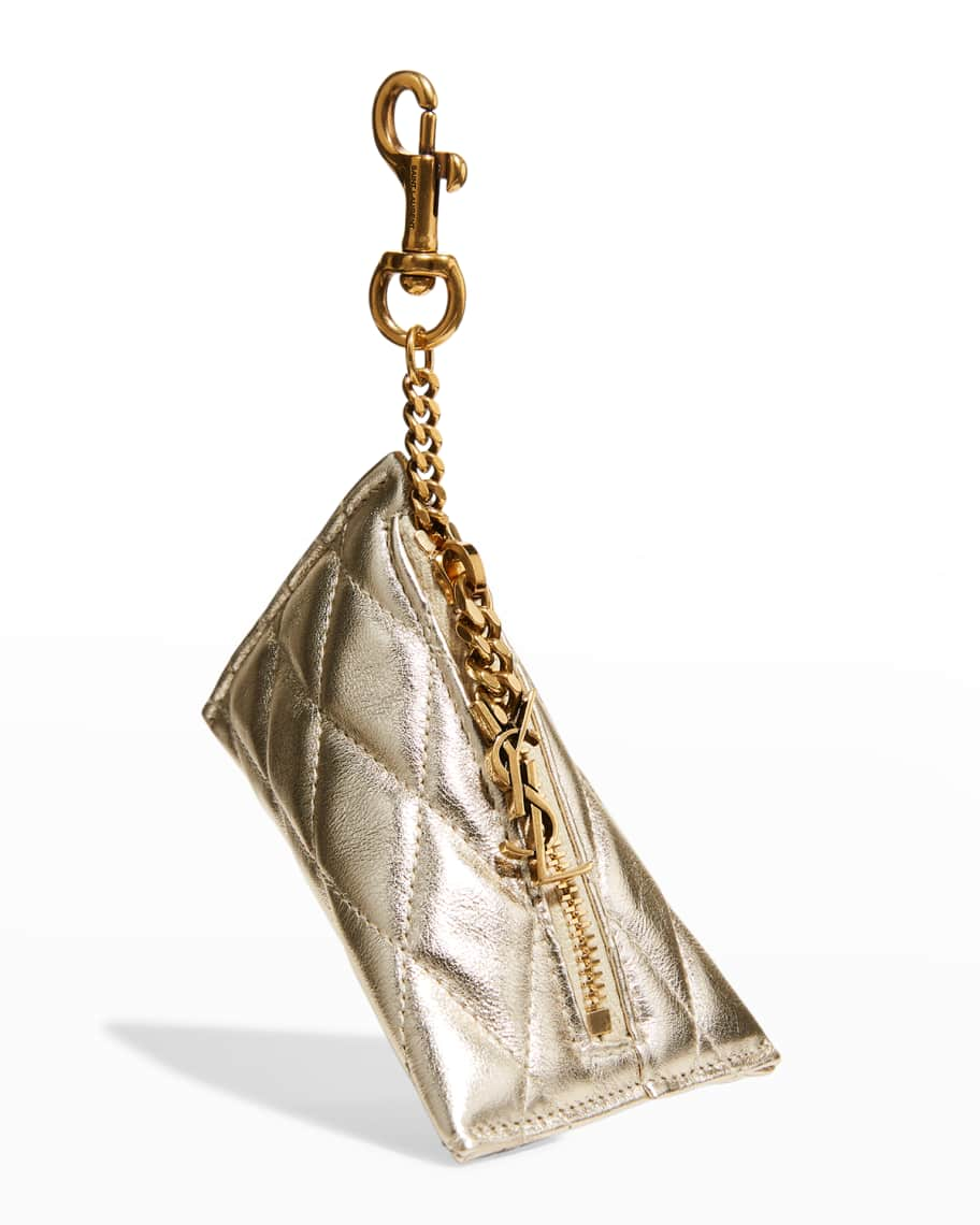 Saint Laurent YSL Monogram Logo Silver Key Chain Key Ring Bag Charm