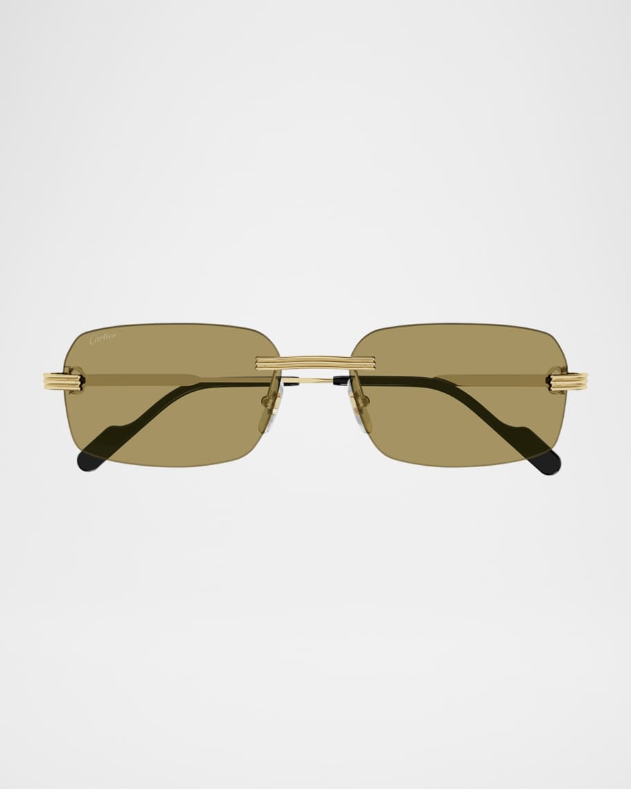 小物 Cartier sunglasses Cartier Men's Rimless Rectangle Metal Sunglasses | Neiman Marcus