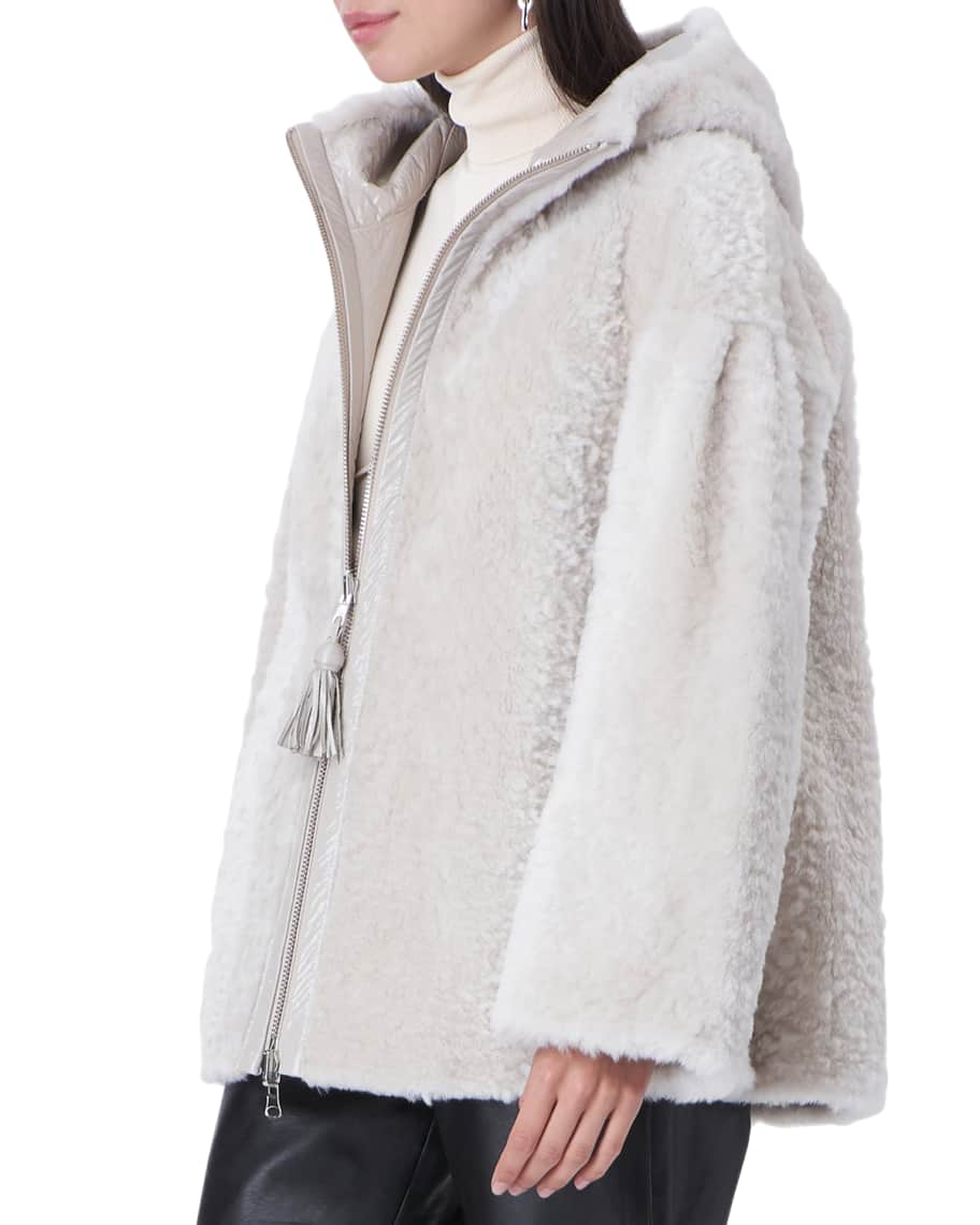 Christia Reversible Shearling Hooded Jacket | Neiman Marcus