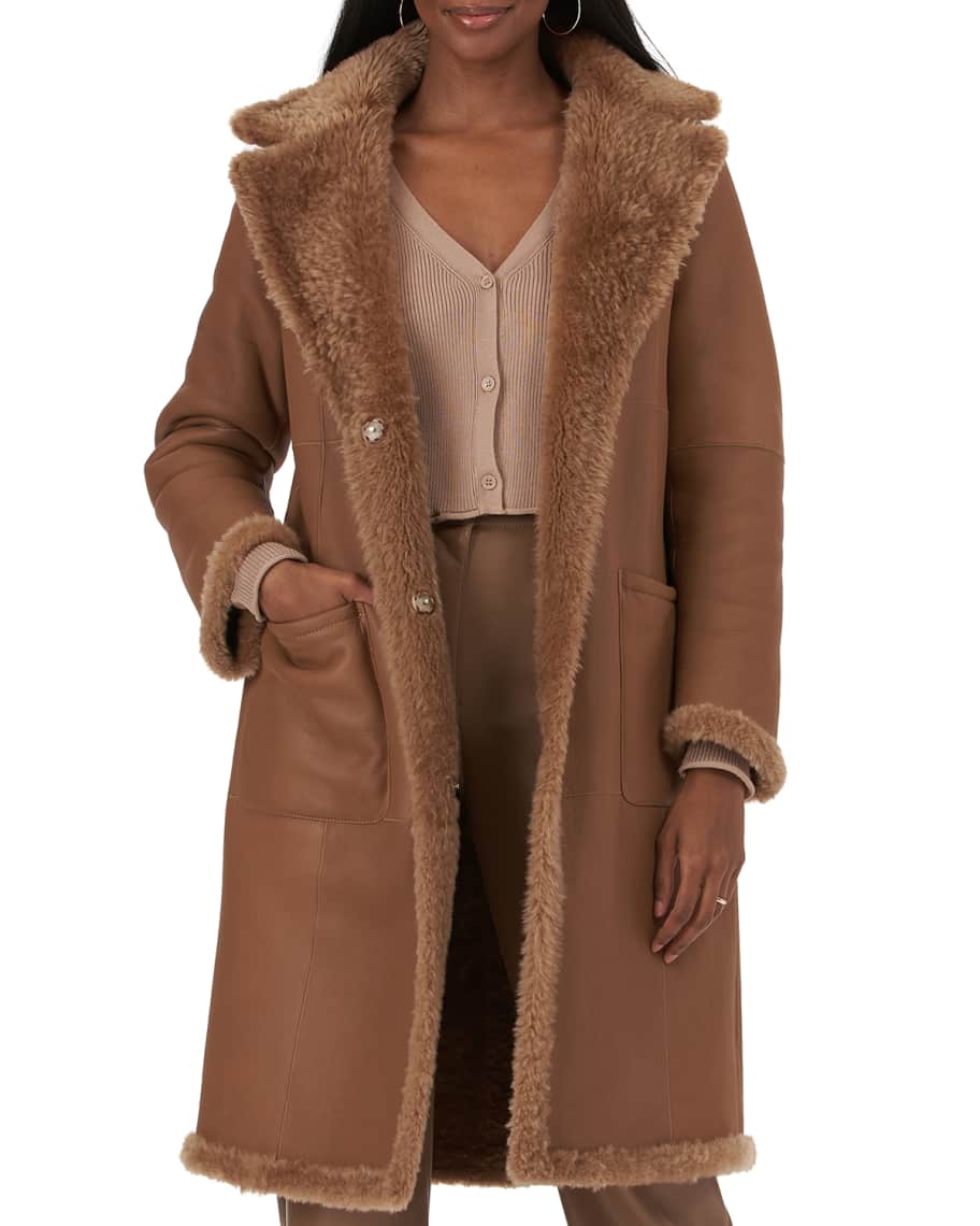 Christia Reversible Shearling Stroller Coat Neiman Marcus