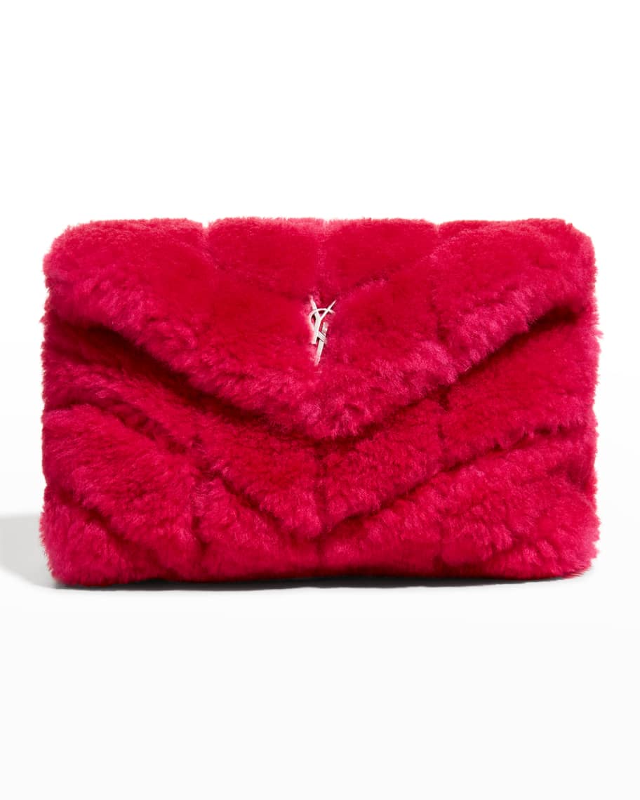 Puffer Small YSL Shearling Pouch Clutch Bag