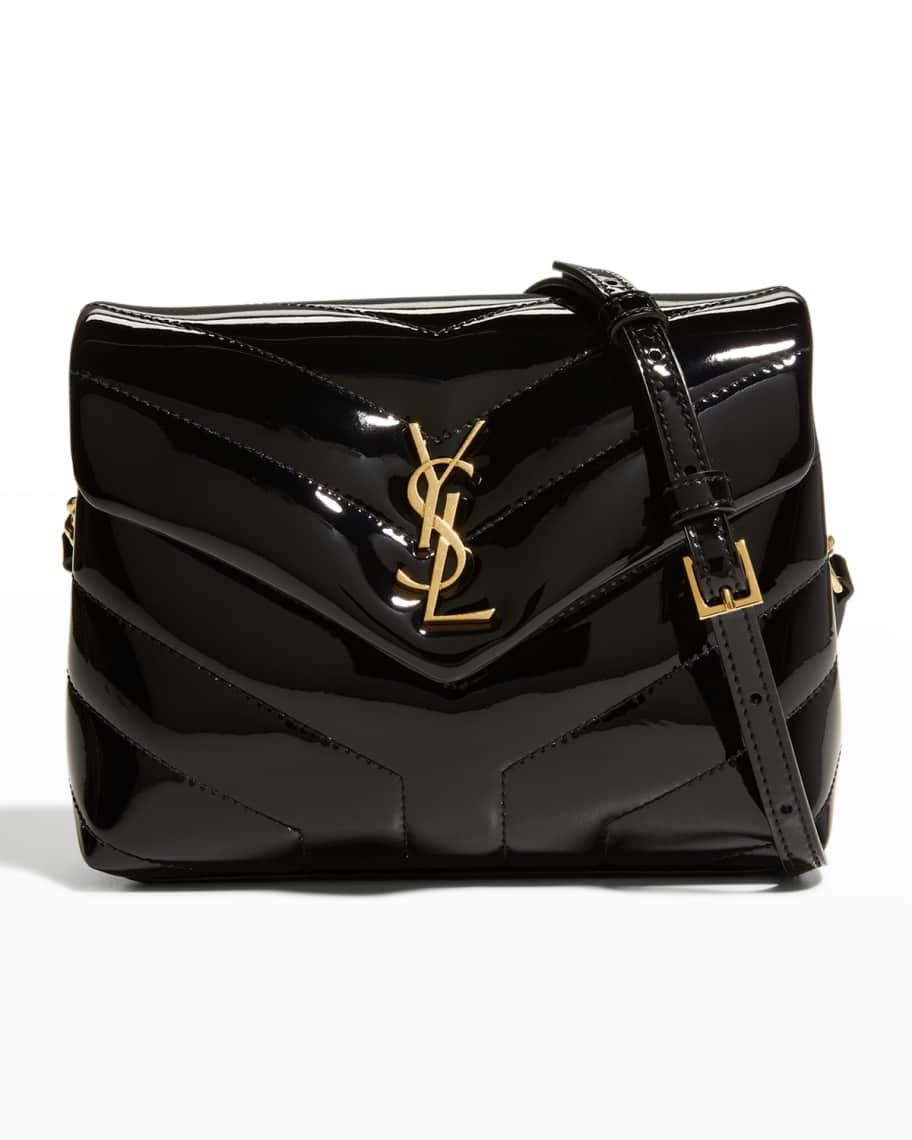 Loulou Mini Patent Leather Shoulder Bag in Black - Saint Laurent