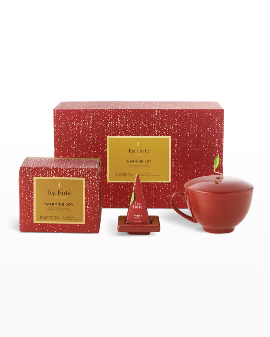 Tea Forte Warming Joy Gift Set With Cafe Cup Tea Tray And 10 Handcrafted Pyramid Tea Infuser Bags Walmart Com
