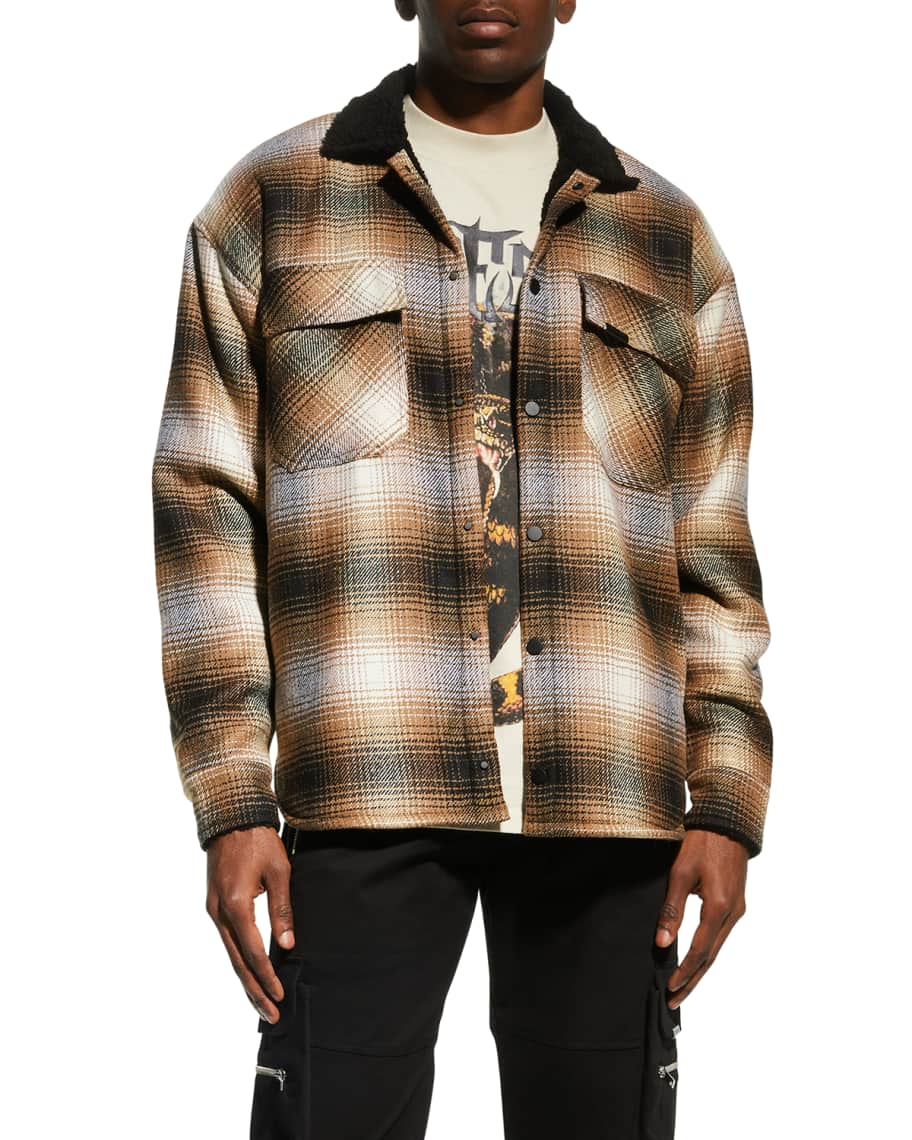 REPRESENT Men s Plaid Sherpa Collar Shirt Jacket Neiman Marcus