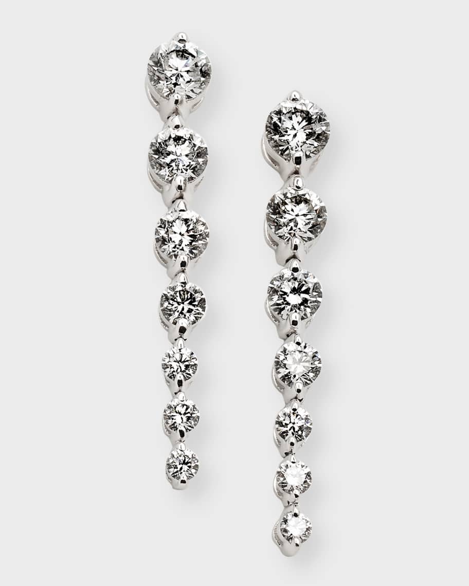 Neiman Marcus Diamonds 18K White Gold Graduated Diamond Drop Earrings, 2tcw Neiman Marcus
