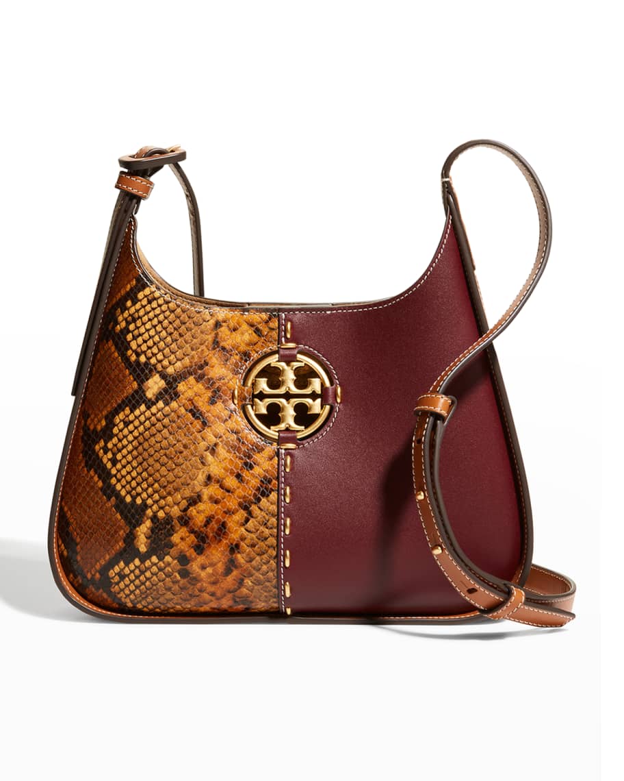 Tory Burch Miller Small Mix Snake-Print & Smooth Leather Hobo Bag | Neiman  Marcus