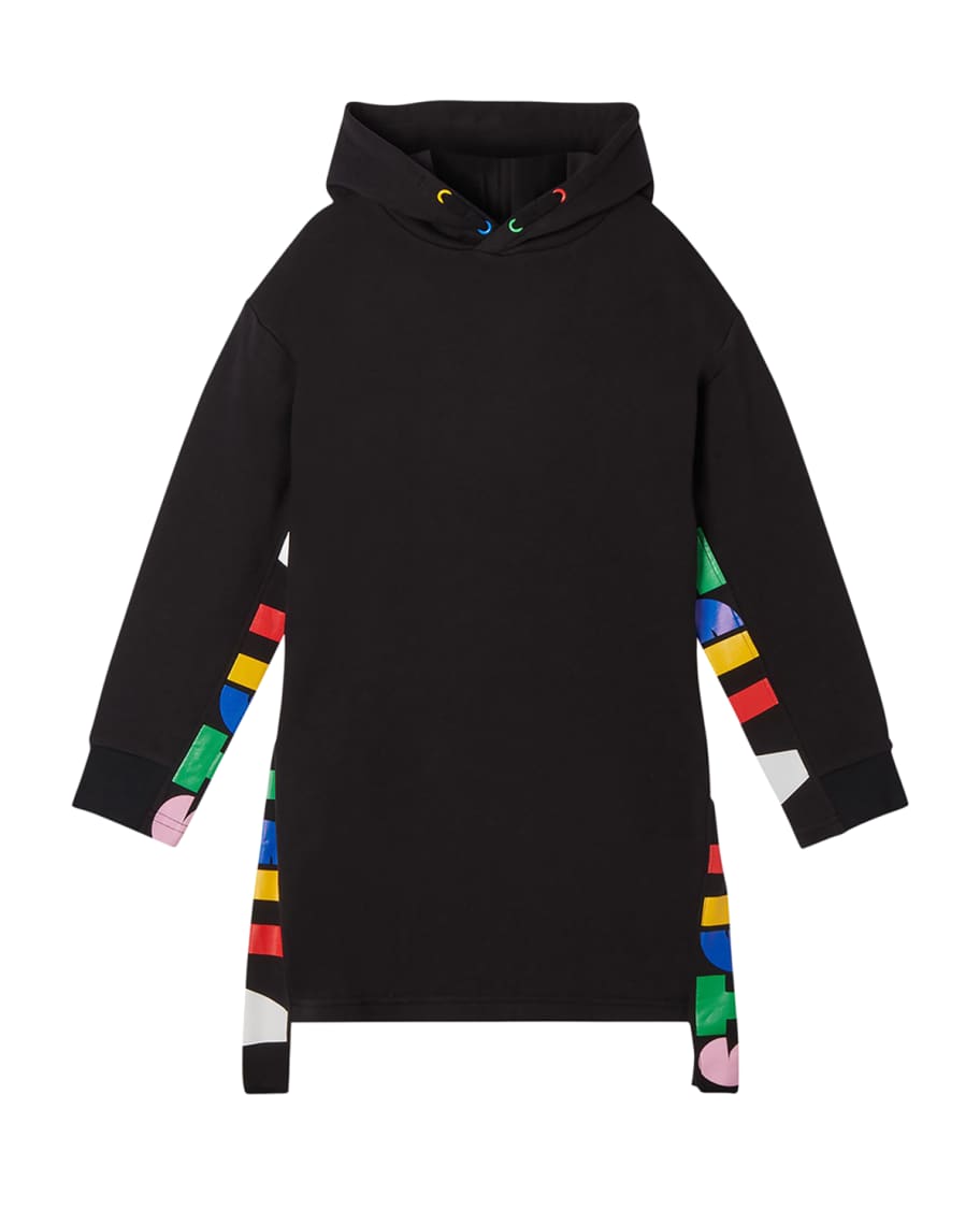Stella McCartney Kids Girl's Hooded Logo-Tape Sweatshirt Dress 