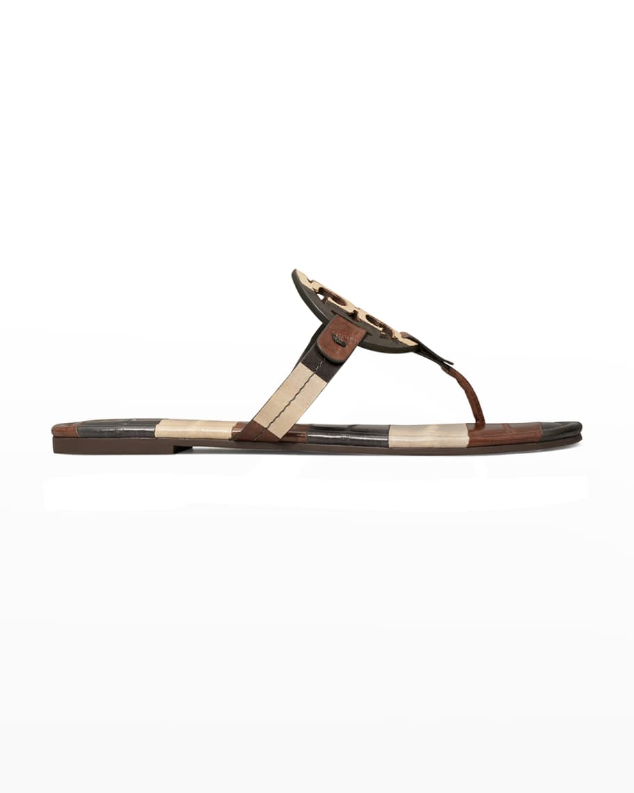 Tory Burch Miller Flat Striped Thong Sandals | Neiman Marcus
