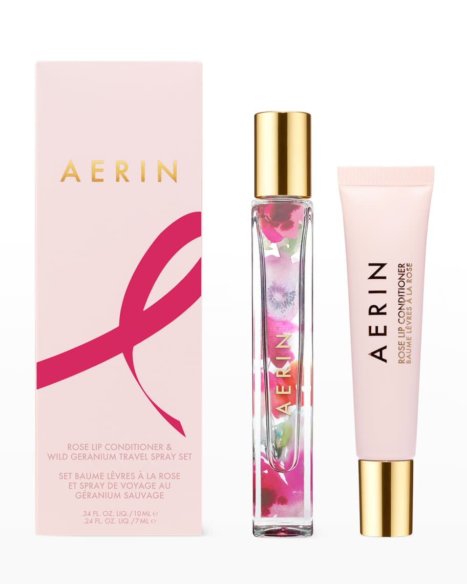 AERIN Rose Lip Conditioner & Wild Geranium Travel Spray Set | Neiman Marcus