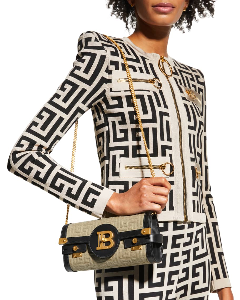 Balmain BBuzz Pouch 23 Monogram Canvas Shoulder Bag Neiman Marcus