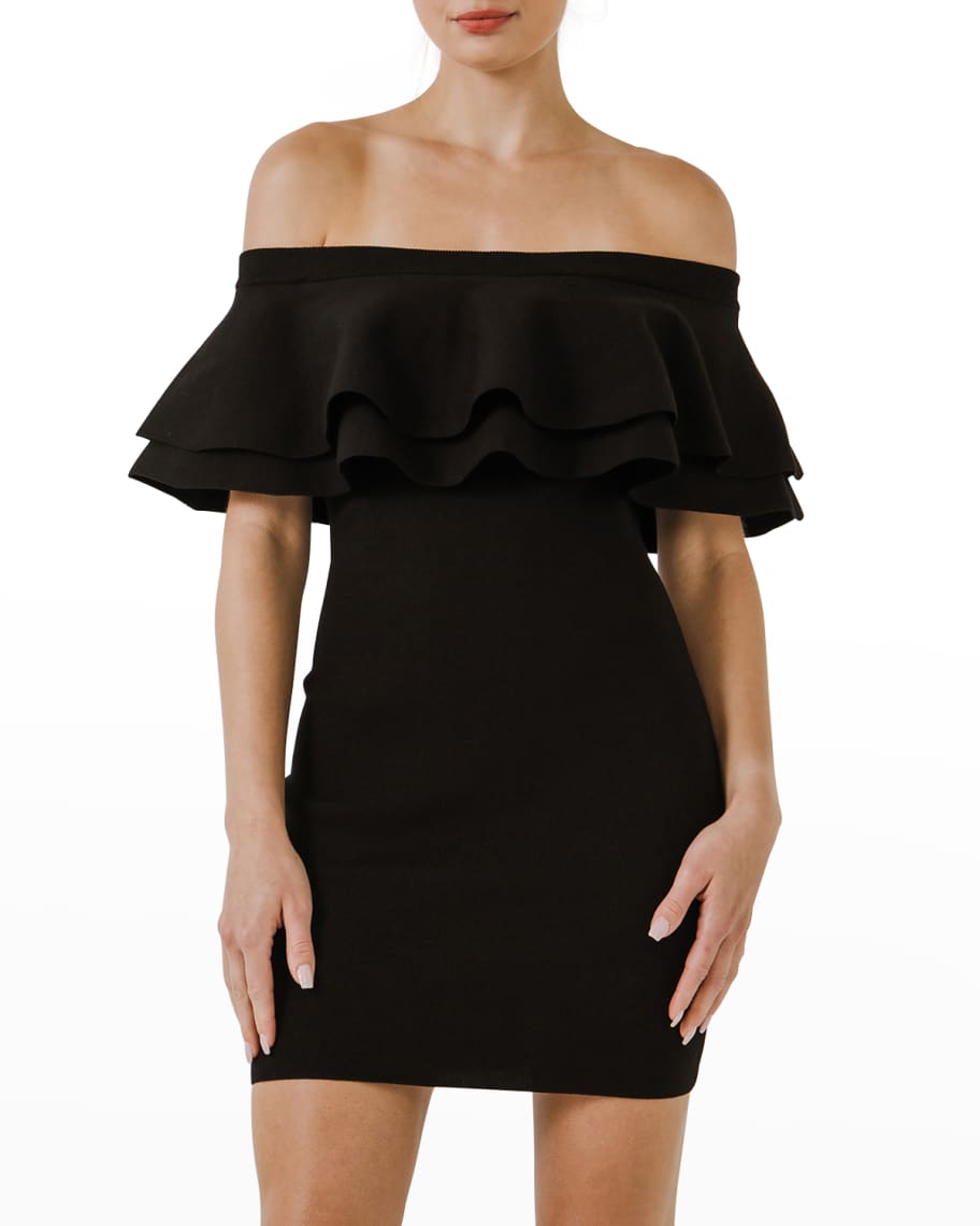 Endless Rose Off-the-Shoulder Ruffle Mini Dress | Neiman Marcus