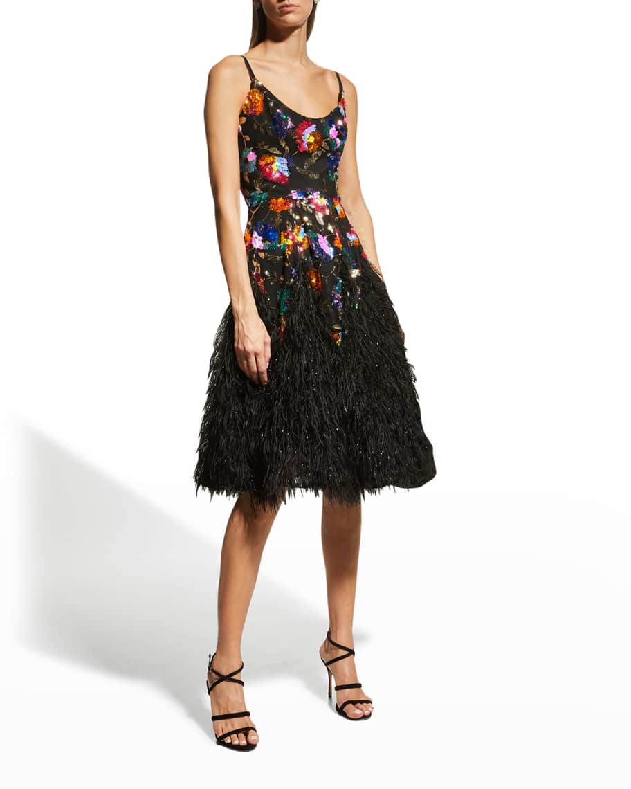 Helsi Pricilla Sequin Bodice Feather Dress Neiman Marcus