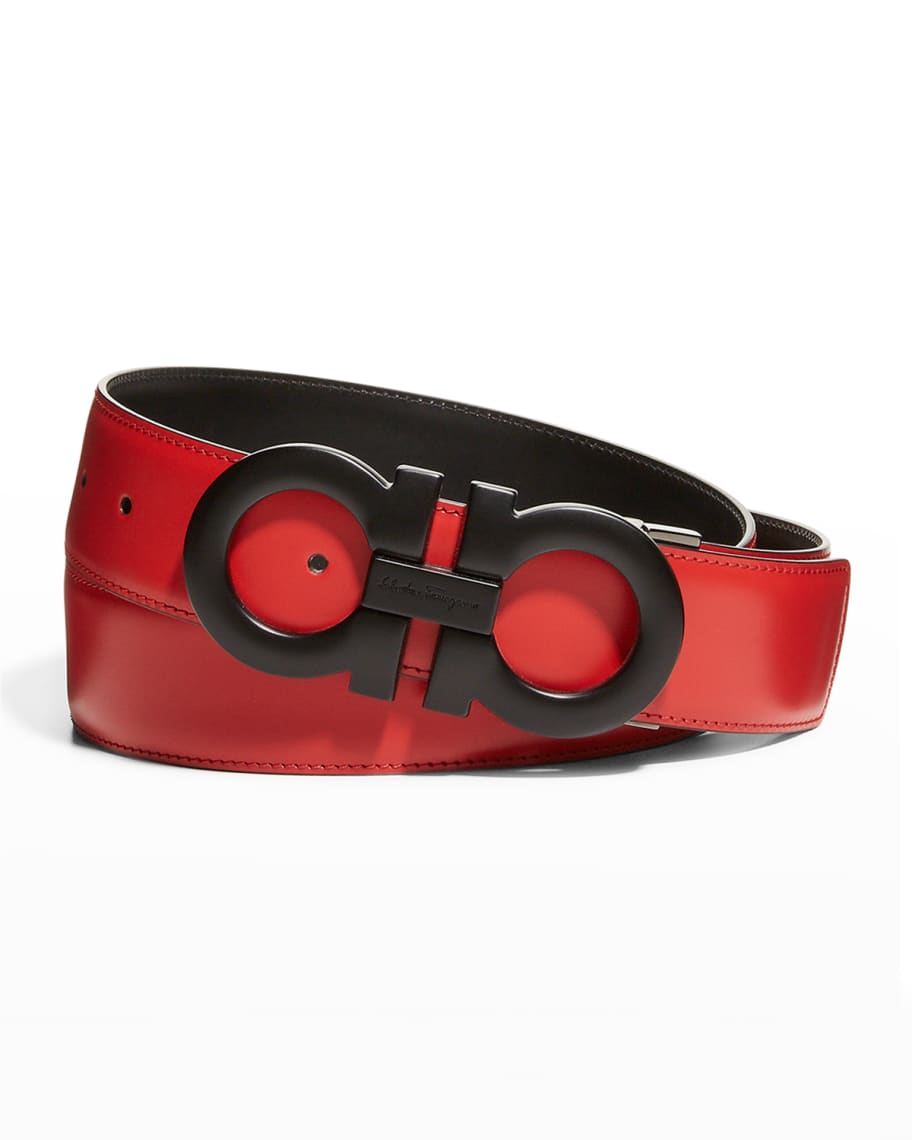 Stefano Ricci - Kids red leather belt with logo monogram