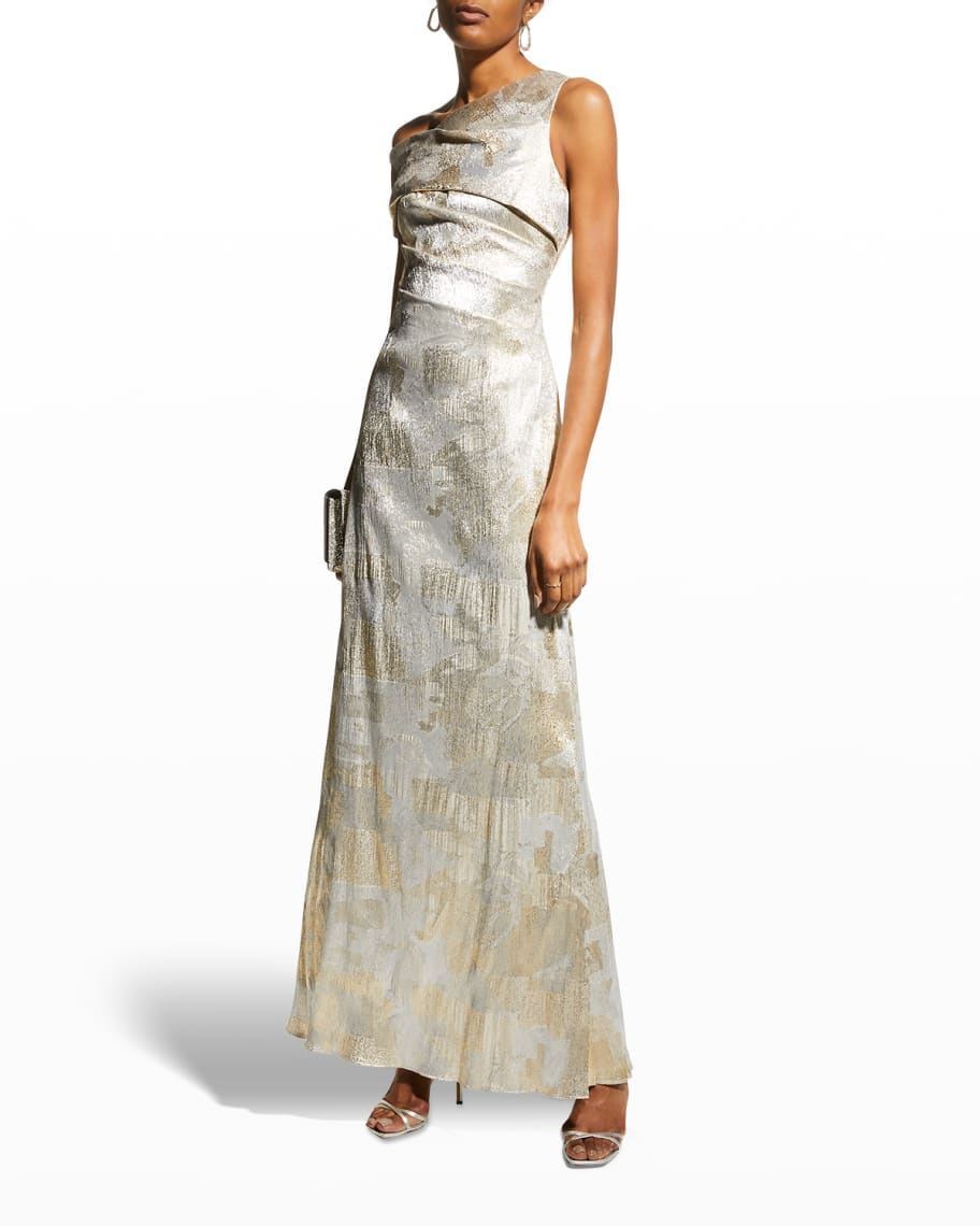 aidan mattox bronze jacquard gown