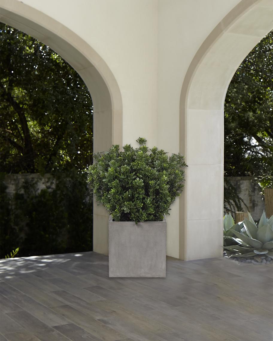 NDI Faux Boxwood Bush Plant in Cube Planter, 37