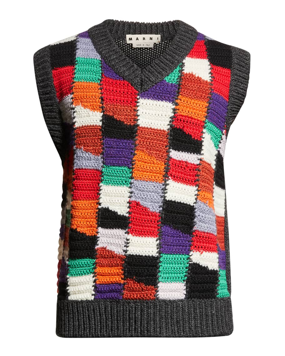 Marni Men's Crochet Patch Sweater Vest | Neiman Marcus