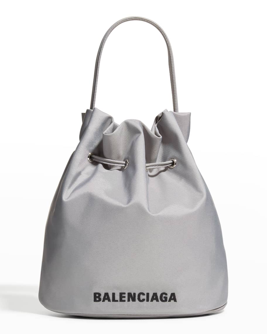 Balenciaga Wheel XS Drawstring Bucket Bag Black in Recycled Nylon with  Silver-tone - US