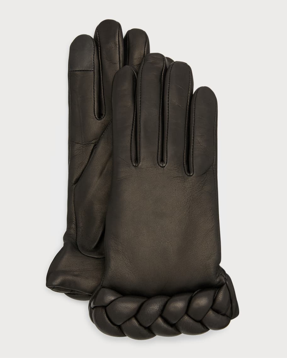 Image 1 of 1: Edith Braided Leather Gloves
