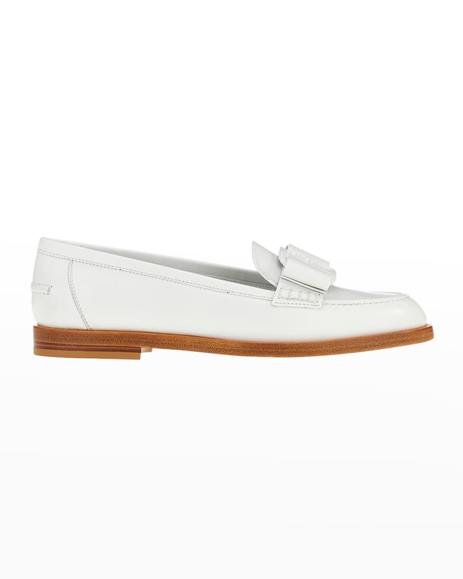 Ferragamo Vivaldo Leather Bow Loafers | Neiman Marcus