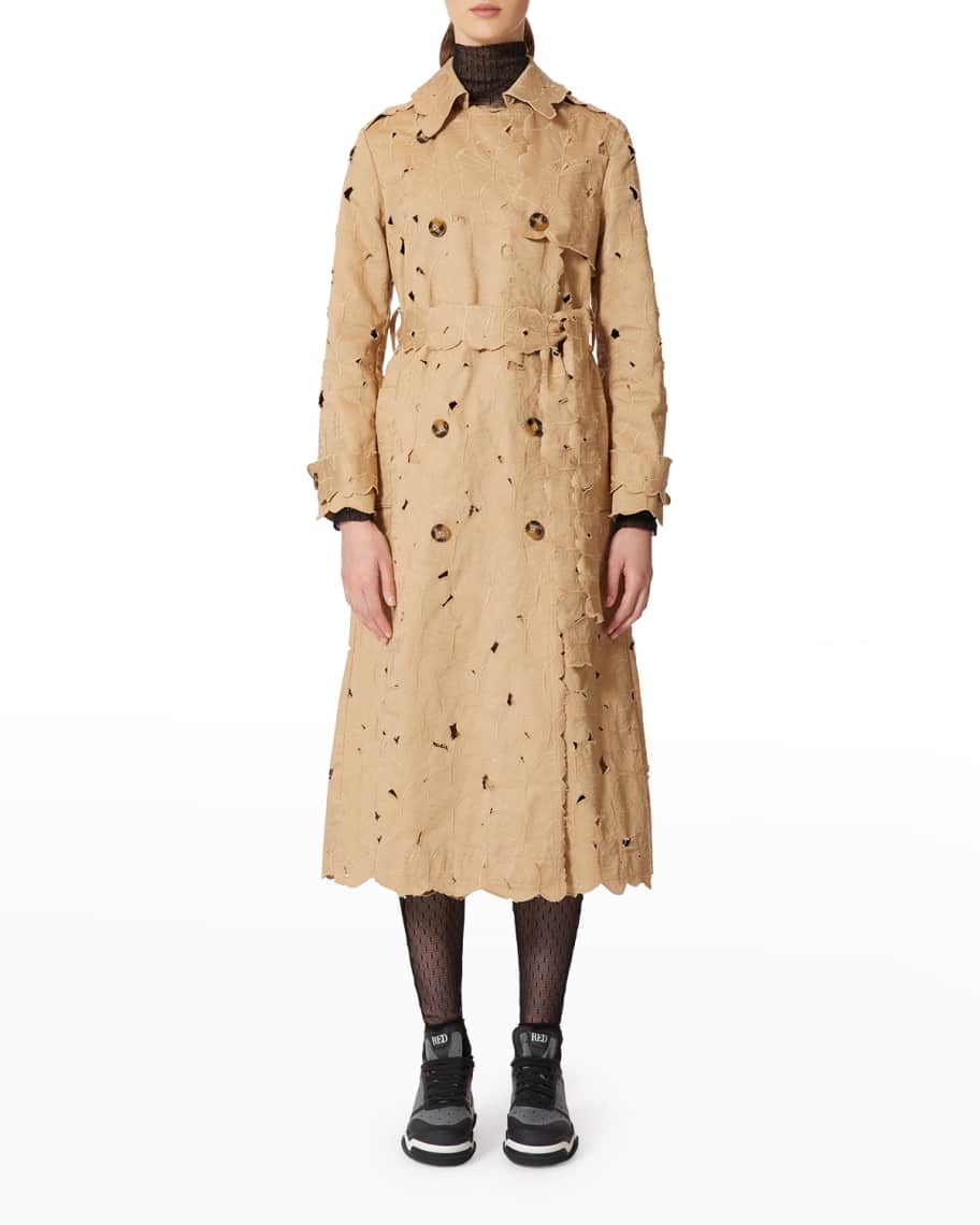 Butterfly-Embroidered Trench | Neiman Marcus