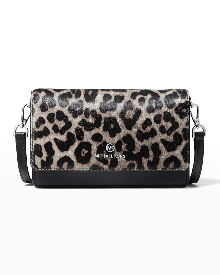 MICHAEL Michael Kors Small Leopard Print Phone Crossbody Bag Black Neiman Marcus