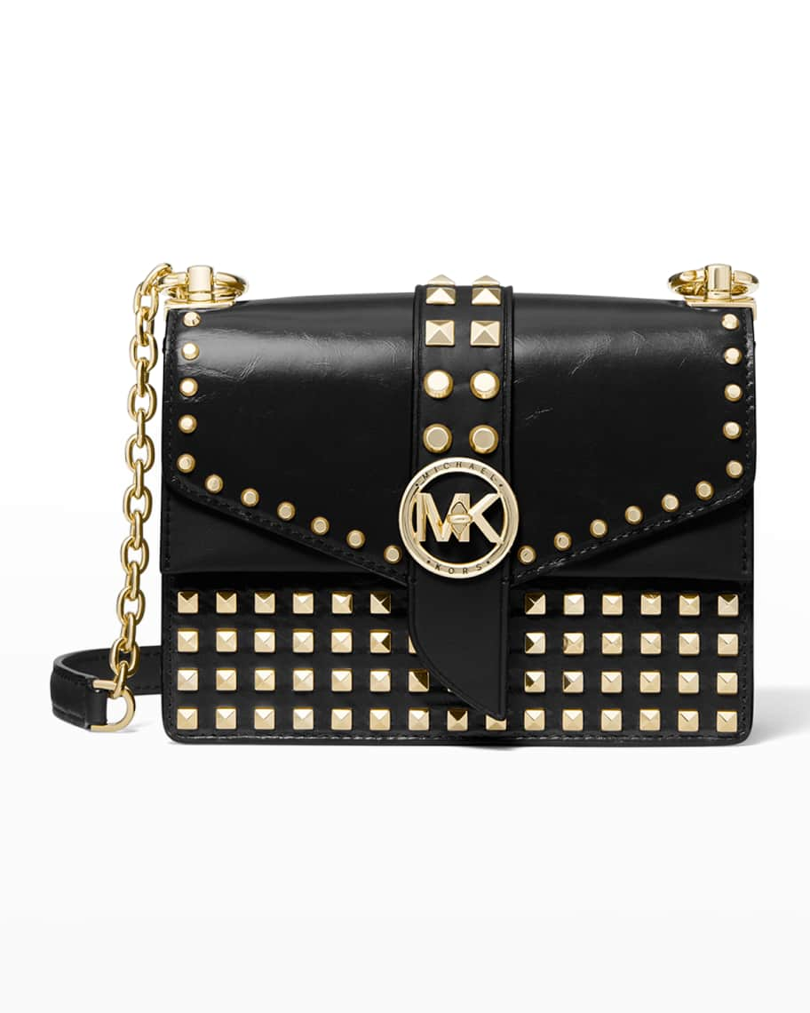 MICHAEL KORS GREENWICH SMALL STUDDED FAUX LEATHER