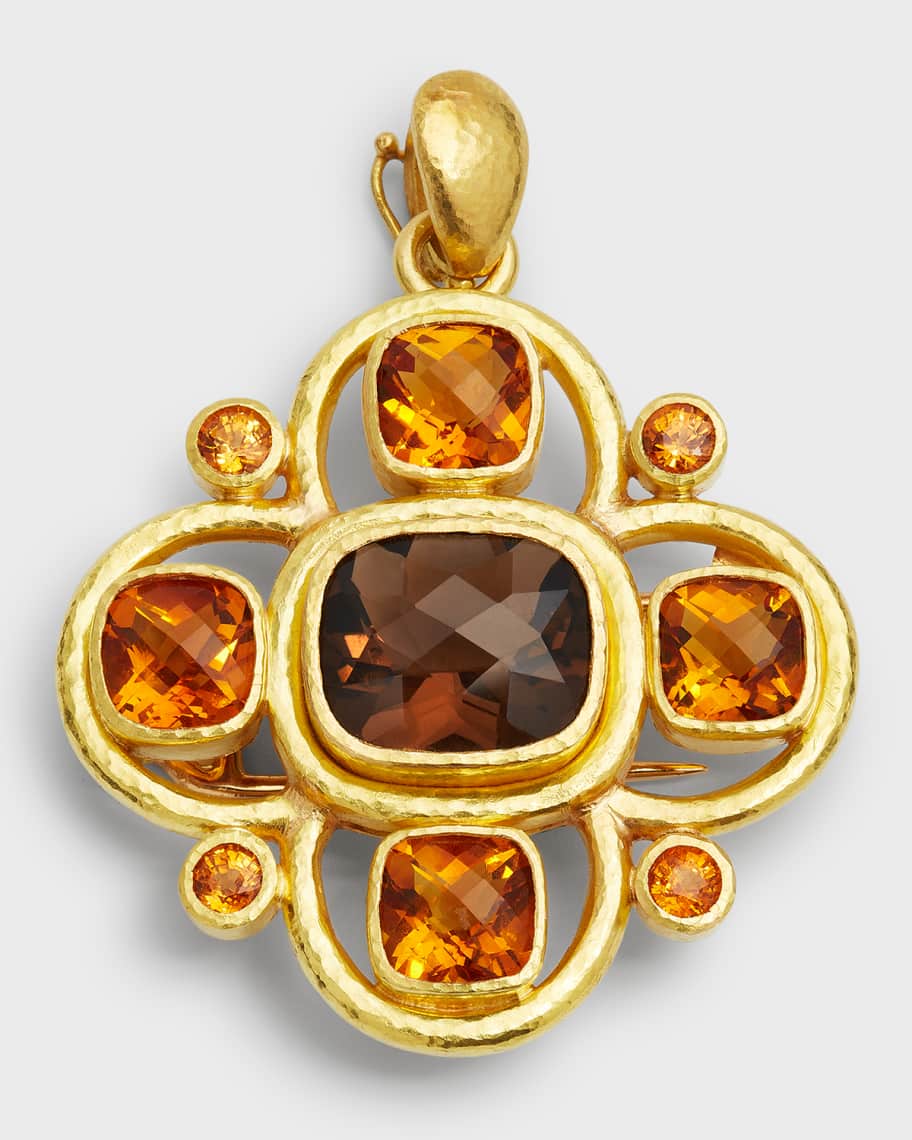 Elizabeth Locke Yellow Gold Smoky Quartz Brooch Pendant | Neiman