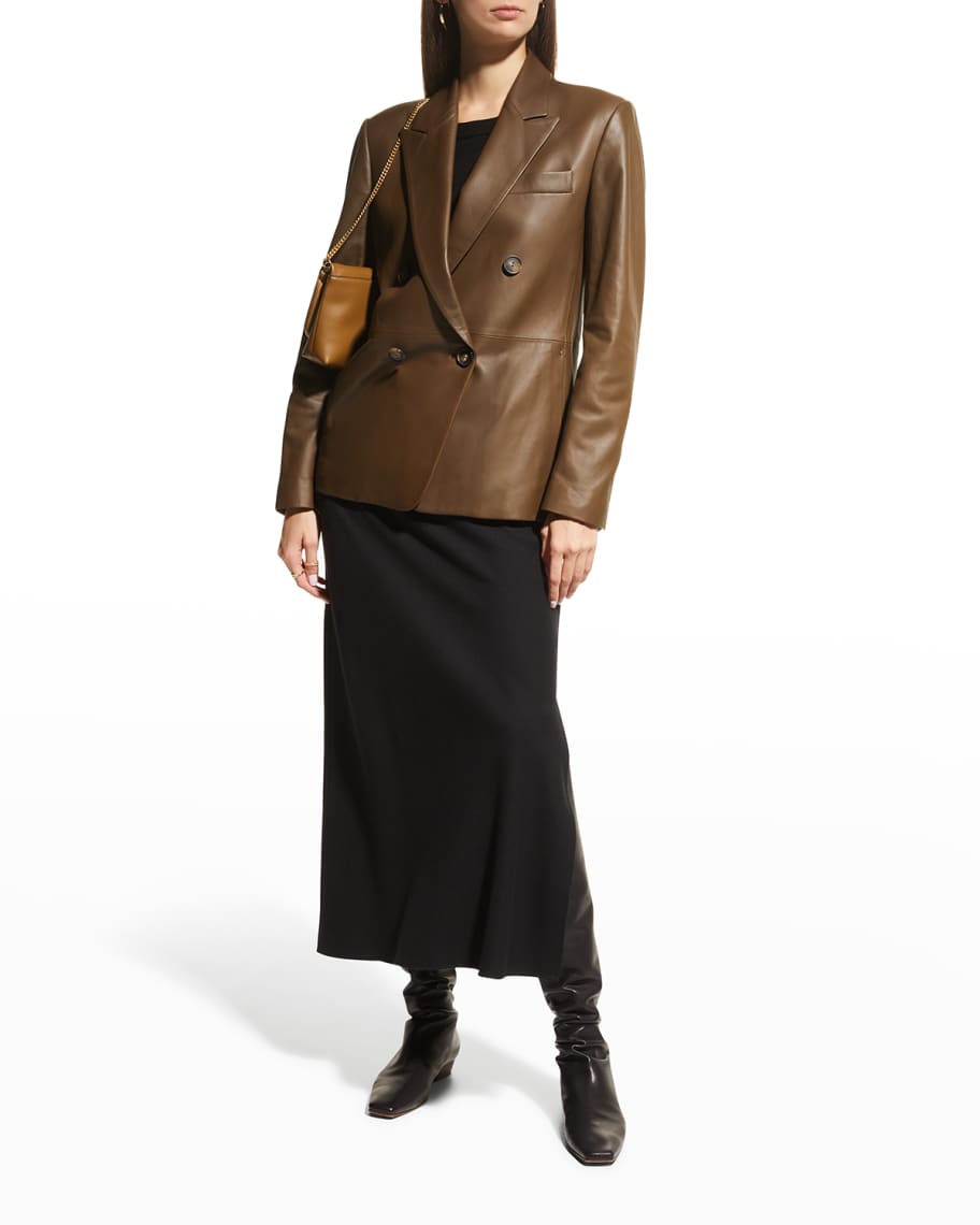 Vince Double Breasted Leather Blazer Neiman Marcus