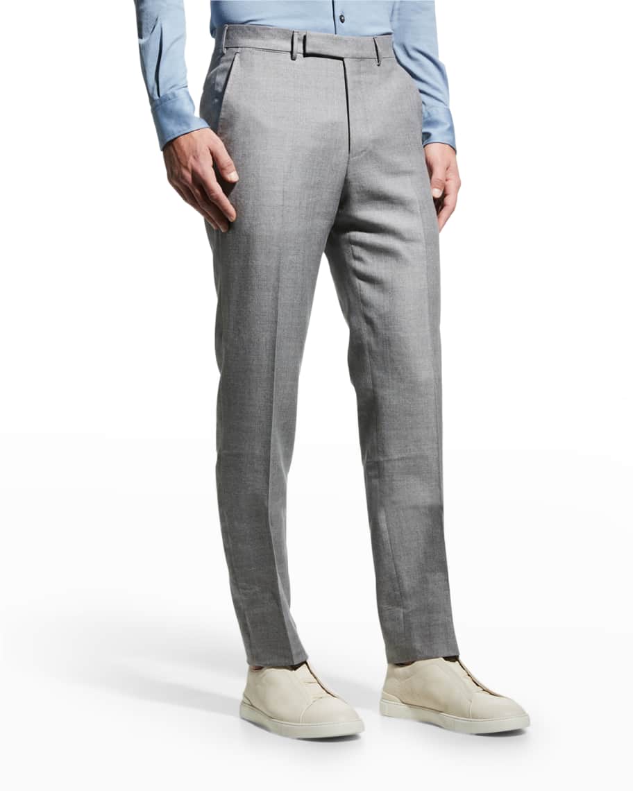 ZEGNA Men's Textured Wool-Blend Pants | Neiman Marcus