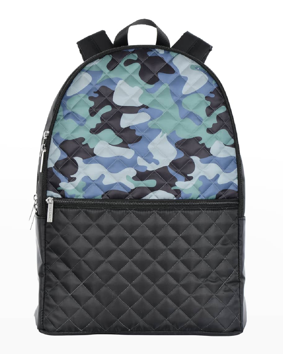 Iscream Boy's Camo-Print Faux Leather Quilted Backpack