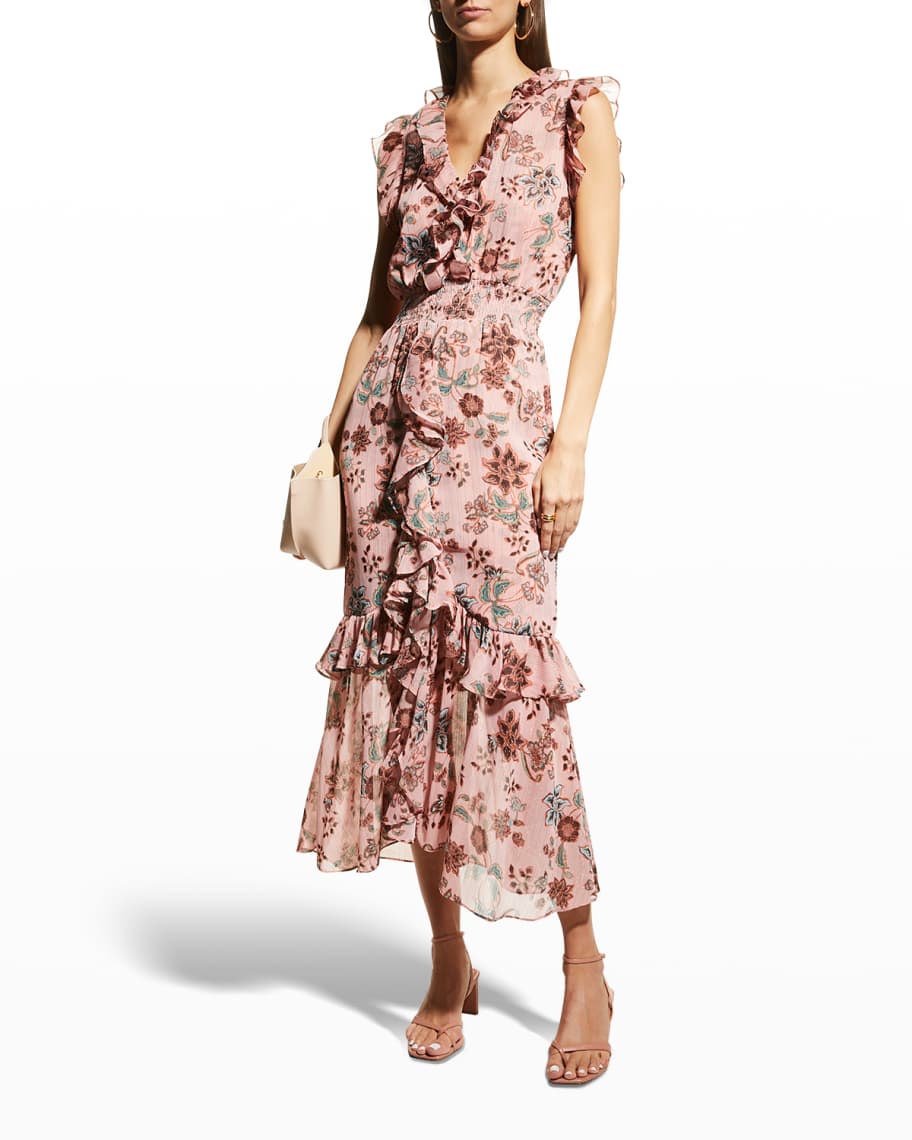 MISA Los Angeles Kidada Floral Midi Dress | Neiman Marcus