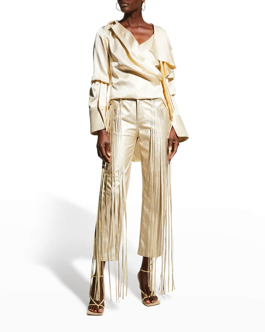 Metallic fringed pants - Women