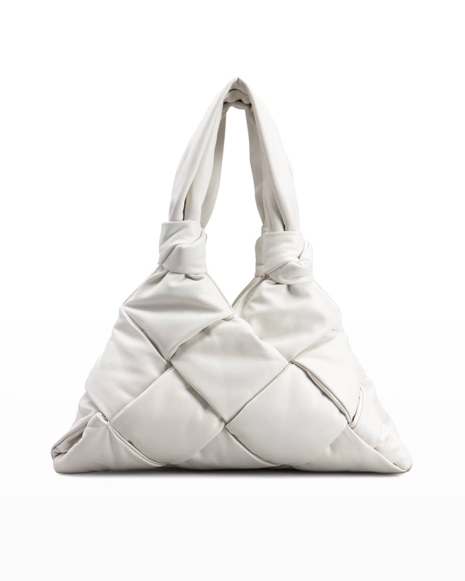 Bottega Veneta Padded Lock Small Woven Tote Bag | Neiman Marcus