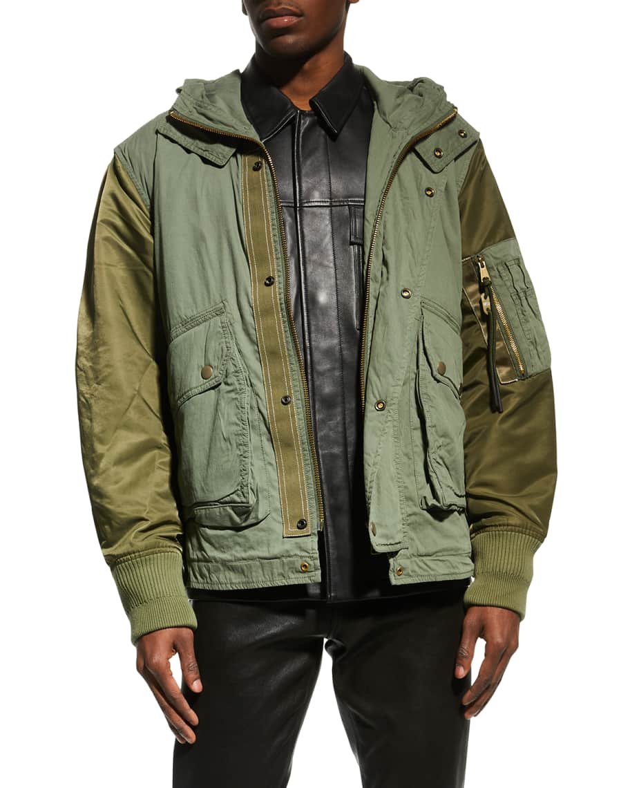 Diesel Men's MixedMedia Hooded Jacket Neiman Marcus